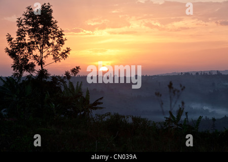 Ruanda tramonto, Africa orientale Foto Stock