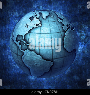 3D Massa metallica sullo sfondo del globo Foto Stock