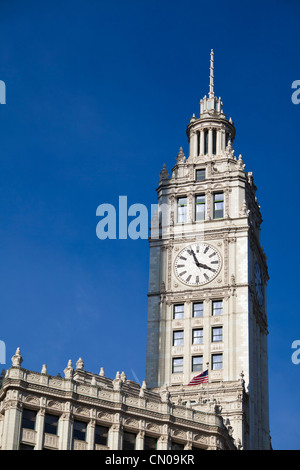 Il Clock Tower al Wrigley Building, Chicago Foto Stock