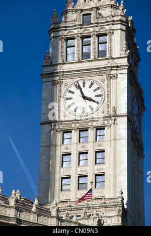 Il Clock Tower al Wrigley Building, Chicago Foto Stock