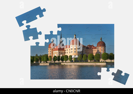 Puzzle: Castello di Moritzburg, vicino a Dresda in Sassonia, Germania, Europa Foto Stock