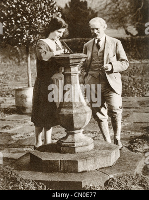 James Ramsay MacDonald, 1866 - 1937. Uomo politico britannico e primo lavoro in assoluto il primo ministro. Visto qui con sua figlia 1924 Foto Stock