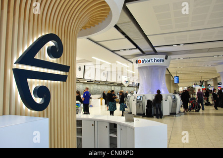 Aria Nuova Zelanda area check-in presso Christchurch International Airport, Harewood, Christchurch, regione di Canterbury, Nuova Zelanda Foto Stock