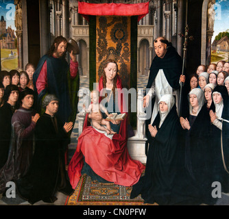 Vergine e il Bambino tra San Giacomo e San Domenico 1485-1490 per Jacques Floreins un mercante di spezie in Bruges Hans Memling Foto Stock