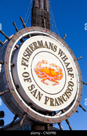 Segno di Fishermans Wharf di San Francisco California USA Foto Stock