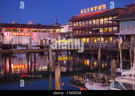 Fishermans Wharf San Francisco al tramonto Foto Stock