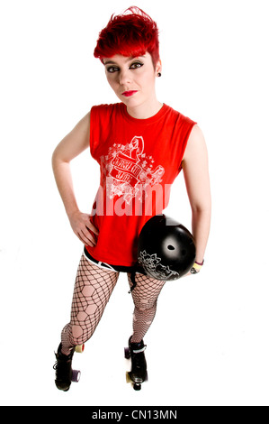 Swansea City Cacciatrici roller derby membro del team Foto Stock