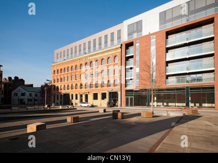 Camera di taglio quadrato e il ghiaccio impianto edificio, Ancoats, Manchester, Inghilterra, Regno Unito Foto Stock