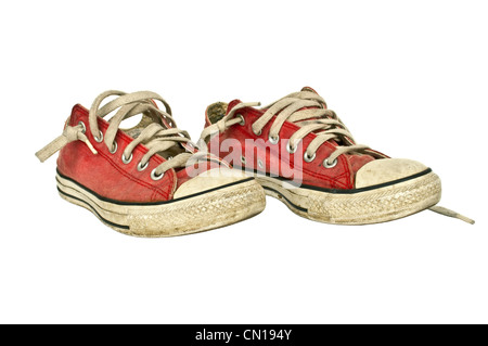 Old red sneakers Foto Stock