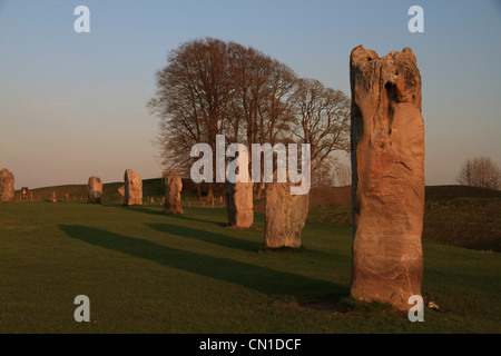Ad Avebury henge neolitico monumento, nel Wiltshire, che consiste di tre diversi circoli di pietra Foto Stock