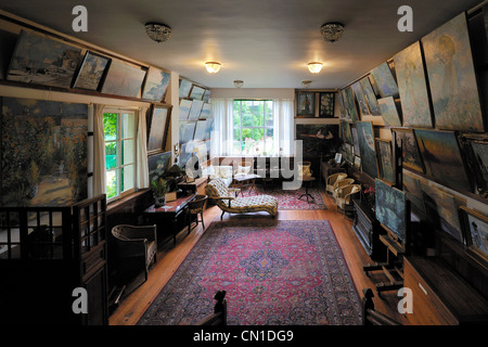 Francia, Eure, Giverny, Claude Monet 's house, primo workshop convertiti in soggiorno e camera di presentazione nel suo Foto Stock