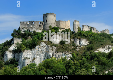 Francia, Eure, Les Andelys, Chateau Gaillard, xii secolo fortezza costruita da Riccardo Cuor di Leone Foto Stock