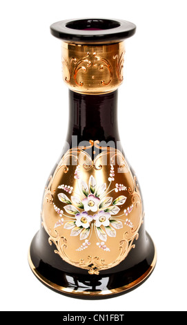 Vintage vaso con golden motivo floreale isolato su bianco Foto Stock