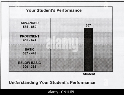 Studente Cliente report per un fine naturalmente stato standard test. Lo studente ha notato nella gamma avanzata. Foto Stock