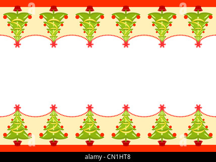 Il Natale senza saldatura bordo decorato con alberi. La carta di avvolgimento o biglietti d'auguri. Foto Stock