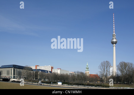 Berlino Torre della Televisione Marienkirche St Mary Church Foto Stock