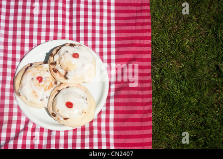 Tre ribes ghiacciata panini sulla coperta picnic Foto Stock