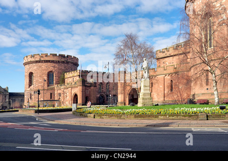Carlisle city centre, Botchergate e la cittadella ingresso da sud, Cumbria, Regno Unito Foto Stock