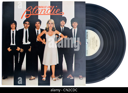 American nuova ondata punk rock band BLONDIE classico album in vinile e la copertura di linee parallele rilasciato 1978 su Crisalide etichetta record Foto Stock