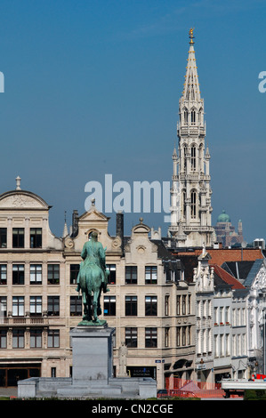 Il Belgio, Bruxelles, Mont des Arts, Montagna delle arti, della Torre del Municipio Foto Stock