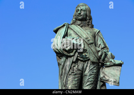 Statua del fiammingo pittore barocco David Teniers il Giovane ad Anversa, in Belgio Foto Stock