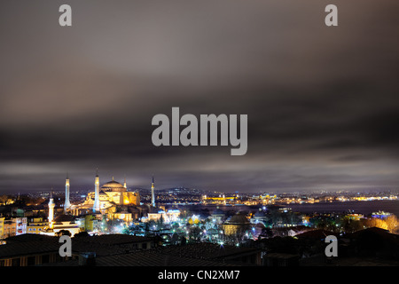 Hagia Sofia, Moschea di notte, Istanbul, Turchia Foto Stock