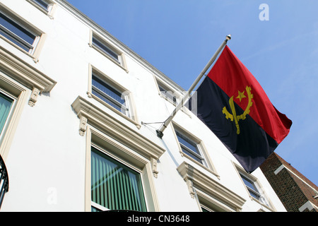 Angola appartamento al di fuori dell Ambasciata di Angola a 22 Dorset Street, Marylebone, London, England, Regno Unito Foto Stock