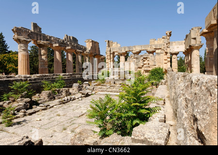 Cirene. La Libia. Vista degli interni il Tempio di Zeus e la piattaforma che ha sostenuto la colossale statua seduto di Zeus Foto Stock