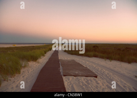 Passeggiata a mare su una spiaggia di Long Beach, New York, Stati Uniti d'America Foto Stock