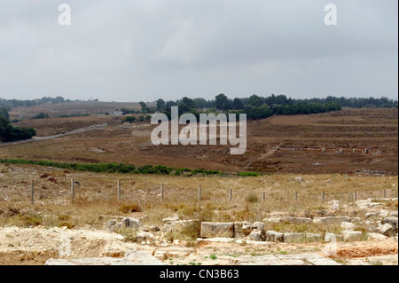 Cirene. La Libia. Vista delle rimanenti colonne di stile dorico tempio di Demetra che è al di fuori delle mura della città Foto Stock