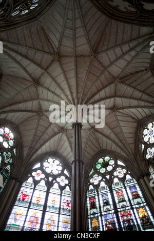 Inghilterra, London, Westminster Abbey, Ventilatore soffitto a volta della casa del Capitolo Foto Stock