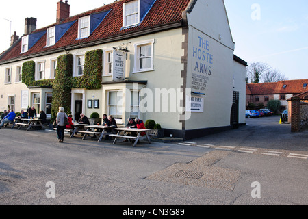 Burnham mercato,rinomato ristorante,pub,B & B,Hoste bracci,negozi,verde villaggio,case in stile Georgiano,vicino al mare,North Norwich,Inghilterra Foto Stock