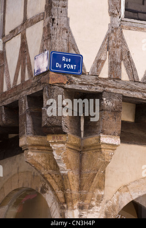 Francia, Saône et Loire, Chalon sur Saone, dettaglio di legno della casa in Rue St Vincent Foto Stock