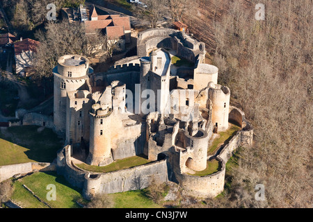Francia e Lot et Garonne, St Front sur Lemance, il castello di Bonaguil sorge su un promontorio roccioso e formano un insieme unico in Europa Foto Stock