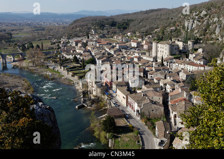 Francia, Ardeche, Vogue, etichettati Les Plus Beaux Villages de France (i più bei villaggi di Francia), Valle Ardeche Foto Stock