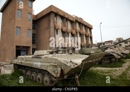 Un ex-prigione e una base per Saddam Hussein e il suo esercito in Suleimaniya. Il Kurdistan iracheno durante la guerra contro i curdi. Foto Stock