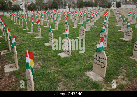 Un memoriale di Halabja nel Kurdistan iracheno. In marsh 16: th 1988 la città è stata attaccata da l'esercito di Saddam. 5000 morì. Foto Stock