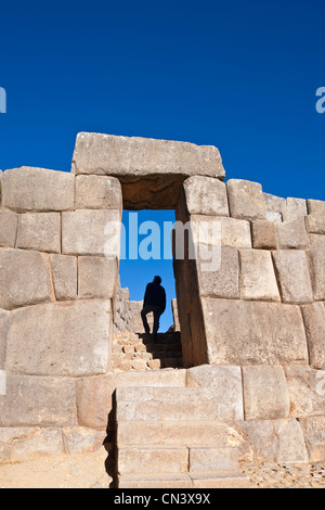 Il Perù, Provincia di Cuzco, Cuzco, elencato come patrimonio mondiale dall UNESCO, Sacsayhuaman, Inca complesso murato costruito da Pachacutec in Foto Stock