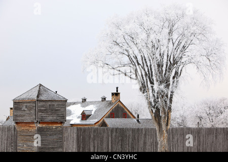 Fort Gibilterra sulla gelida giornata invernale, Whittier Park, Winnipeg, Manitoba Foto Stock