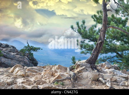 Drammatica vista montagna Foto Stock