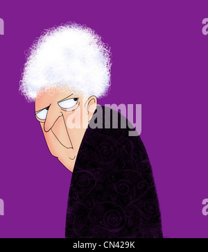 Sospette Cranky Old Lady Foto Stock