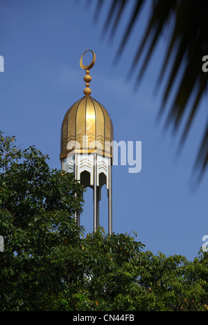 Il minareto del Centro islamico, denominato ufficialmente Masjid-al-Sultan Muhammad Thakurufaanu Al Auzam, maschio, Maldive Foto Stock