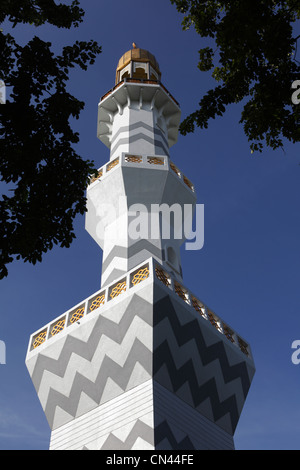 Il minareto del Centro islamico, denominato ufficialmente Masjid-al-Sultan Muhammad Thakurufaanu Al Auzam, maschio, Maldive Foto Stock