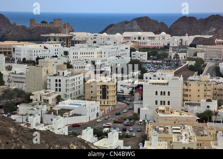 Blick auf die Altstadt von Muscat Foto Stock