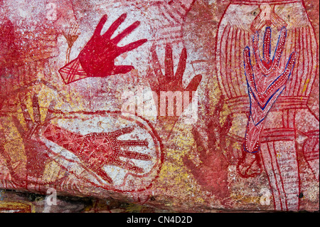 Australia, Territorio del Nord di Arnhem Land, mont Borradaile, Max Davidson Camp, aborigeni sito sacro, grande arte rock Foto Stock