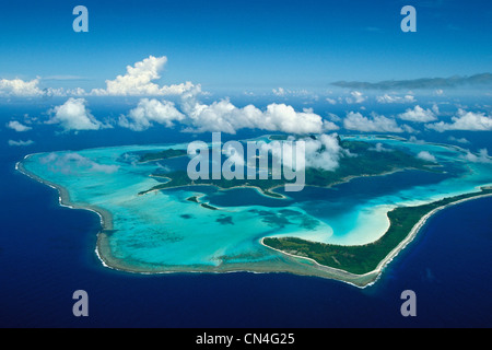 Francia, Polinesia francese, arcipelago sottovento, Bora Bora (vista aerea) Foto Stock
