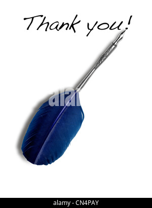 Inchiostro strumento piuma scrivere "grazie!" Foto Stock