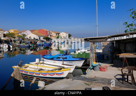 Francia, Herault, Sete, Pointe Courte distretto, villaggio di pescatori apertura sull'Etang de Thau, Porto, accanto al Foto Stock