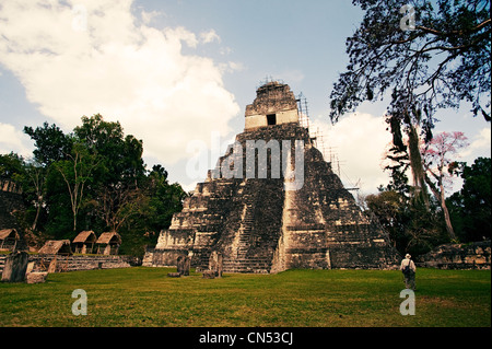 Tempio che io al sito maya di Tikal, Guatemala Foto Stock