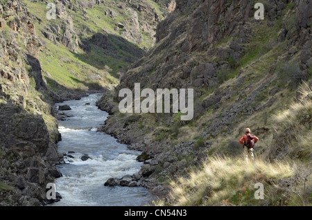 Escursionismo il fiume Imnaha Trail, Hells Canyon, Oregon. Foto Stock